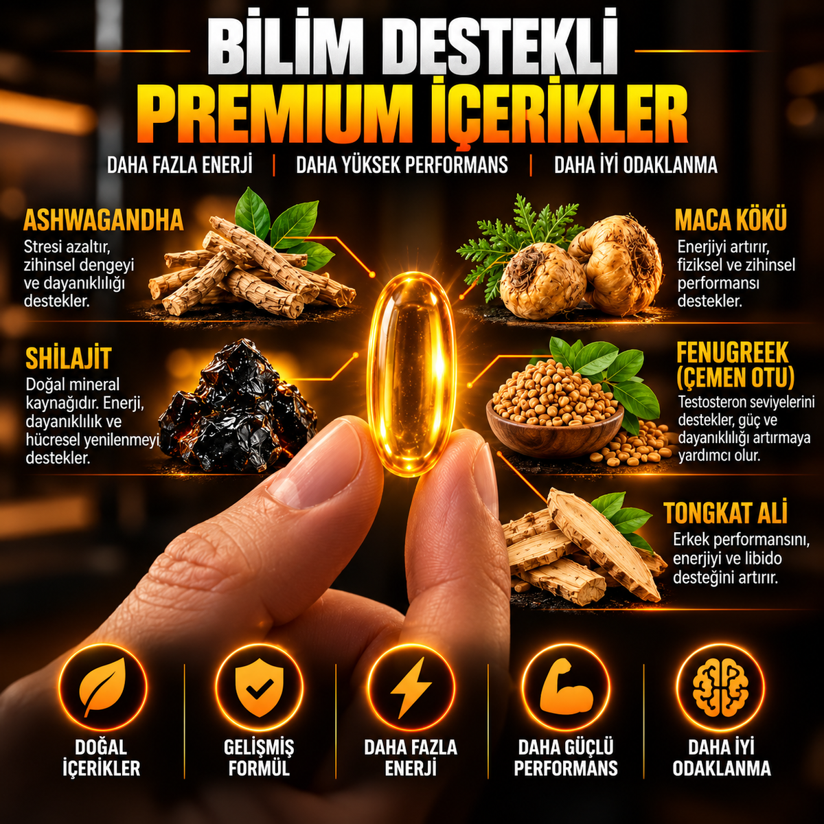Testosterone | 15'i 1 Arada Gelişmiş Yumuşak Kapsüller